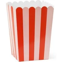 partydeco Dose, Popcorntüten gestreift 11x15,5cm 6er Set Rosa / Rot