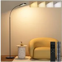 Lujasi LED Stehlampe 18W 2000LM Dimmbar Sofa Leselampe mit 4 Farbtemperatur, Fernbedienung, lineare Leuchtdichte, Stehlampe Wohnzimmer, deckenfluter, Kaltweiß/natürliches Licht/Warmweiß, 1 h Timer, Schwanenhals-Standlicht mit Touch für Schlaf- & Büro