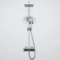 Duschparadies Duschsystem DUSCHPARADIES Thermostat-Duschsystem Edelstahl Quadrat-Design, Set, Brauseschlauch mit Verdrehschutz