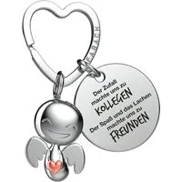 FABACH Schlüsselanhänger Schutzengel Happy mit Herz & "Beste Kollegin" Gravur