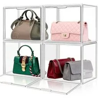 XERSEK Aufbewahrungsbox Transparente Displaybox Acryl Organizer Handtasche Schaukasten Vitrine (Set, 4 St., 40×25×30cm Stapelfähig), für Figuren, Handtaschen, Spielzeug, Handwerk, Bücher