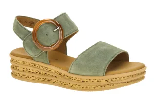 Gabor 84.550 - Damen Sandalette gr?n pine Keilabsatz Klettverschluss