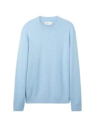 Denim Tom Tailor - Pullover mit Struktur washed out middle blue - Gr. - XXL