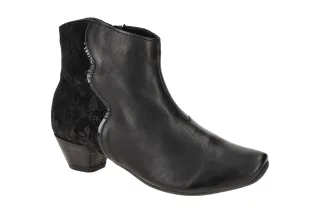 Think 840 Schwarz Velourleder Stiefeletten mit Echtleder Komfort Fu?bett