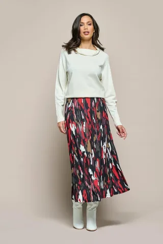 Rock mit Ryen-Print Taupe / Multi