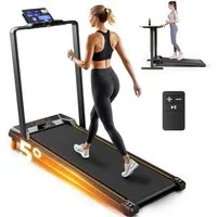 BESTGOD Laufband mit Haltegriffen für Zuhause und Büro (1-tlg), Walking Pad 5% Steigung, 2,5 HP, leise mit Fernbedienung, max. 150 kg