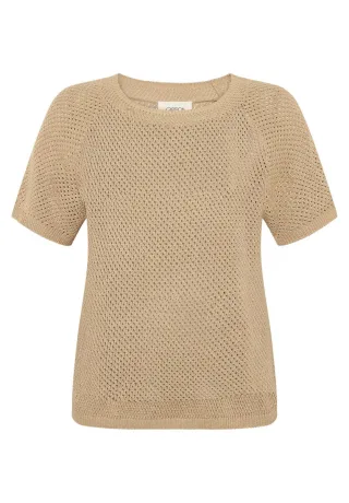 CARTOON - Strickpullover mit Kurzarm und Lochmuster braun - Gr. - 34