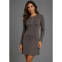 Laura Scott Strickkleid figurumspielende Passform, in Mini-Länge mit eleganten Knopfakzenten, aus weicher Viskosemischung