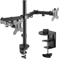 Maclean Monitor-Halterung MC-884 2-Fach Monitorhalterung Tischhalterung 17-32", (bis 32 Zoll, Schwenkbar Neigbar Höhenverstellbar Doppelarm bis 2x8kg)