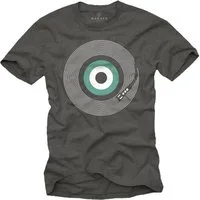 MAKAYA Print-Shirt Herren Retro Motiv Vintage Look Schallplatte Hippie Musik Geschenke Lustig