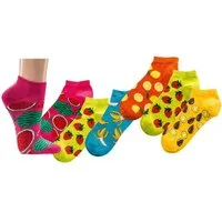Wowerat Sneakersocken 3 Paar sommerliche Damen Sneakers Socken Kurzsocken Bunte Früchte