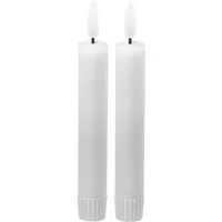 LED Universum LED-Kerze LED Echtwachs Stabkerze 2er Set weiß 15,5cm