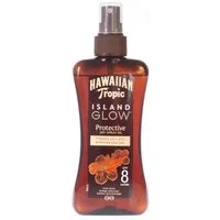 Hawaiian Tropic Sonnenschutzöl Hawaiian Tropic Protective Dry Spray Oil SPF 8 200ml, Einzelartikel, 1-tlg., Öl-Gel Konsistenz mit Kokosnuss und Papaya