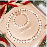 ibettertec Perlenketten-Set 4/5mm, 7/8mm, 9/10mm, Perlenketten-Set Sterling Silber Perlenkette (halskette silber 925, Choker Perle Halskette Set für Frauen Mädchen Dekorationen), Halskette, Armband, Ohrringe