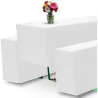 Beautissu Biertischhusse 3tlg Hussen Bierzeltgarnitur Set Halblang für 50 cm Wieß, Edles Hussen Komplettset 50 cm breite Festzeltgarnitur