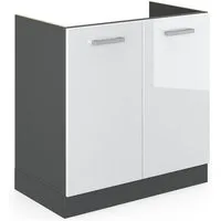 Vicco Unterschrank R-Line, Weiß Hochglanz/Anthrazit, 80 cm ohne Arbeitsplatte (1-St)