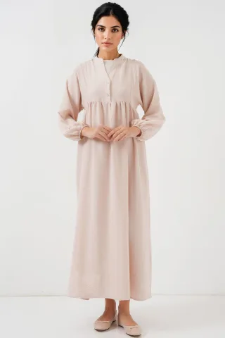 V-Ausschnitt Knopf Maxi-Kleid