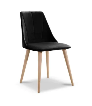 Esszimmerstühle Stuhle 2er Set CAROS Massivholz Buche Stoff Schwarz