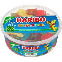 HARIBO Süßigkeit, Haribo Bunte Runde veggie Party Box Klassiker Runddose 750 g