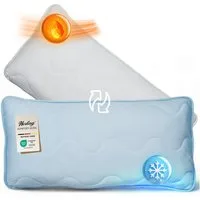 Herlag Kopfkissen 2-in-1 Sommer- & Winterseite, Bauchschläfer, Rückenschläfer, Seitenschläfer, Ganzjahres-Wendekissen Kühlend & Wärmend