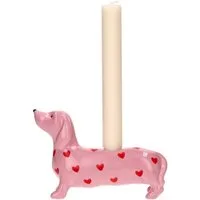 Giftcompany Kerzenhalter Mignon Kerzenhalter Dackel mit Herzen rosa 11,5cm