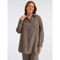 Sheego Klassische Bluse Leinenbluse Langarm
