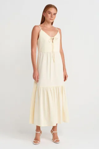 Ärmelloses A-Linien-Maxikleid mit Bindeband vorne