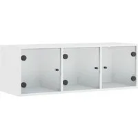 vidaXL Glashängeschrank Wandschrank mit Glastüren Weiß 102x37x35 cm (1-St)