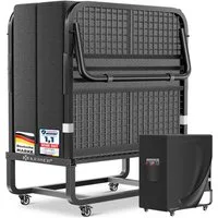 KESSER Gästebett 200x90cm Klappbett faltbares Reisebett mit Metallrahmen für Erwachsene (Metall Bett inkl. Matratze aus Memory-Schaum, Räder & Schutzhülle) Mobiles Bett belastbar bis 250kg mit abnehmbarem Bezug