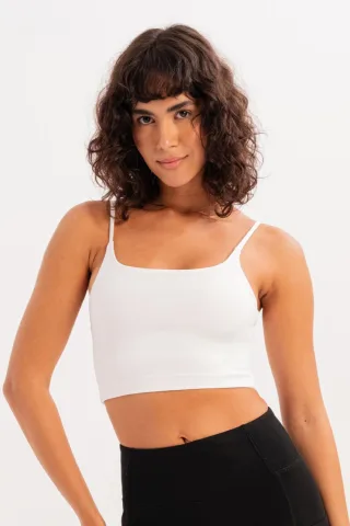 JUSTEVER Sport-BH mit dünnen Trägern, leichter Stützfunktion und herausnehmbaren Polstern, weiß, für Damen - Spica