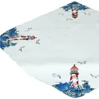 matches21 HOME & HOBBY Tischdecke Tischdecke YVONNE Leuchtturm Stickerei Polyester maritim 85 x 85 cm (1-tlg), Pflegeleicht & waschbar bei 30 °C