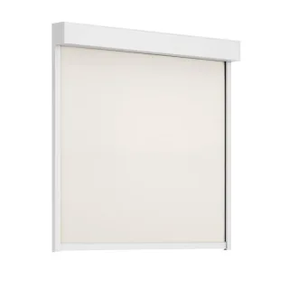Außenrollo, eckig 90°, Verkehrsweiß, 600 x 600 mm, Tuch Weiß, ohne Motorsteuerung, individuell konfigurieren