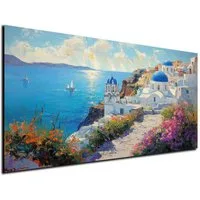 DARO Design Leinwandbild Modern Abstrakt Wandbilder XXL Wandbild Wand Deko Leinwand Bilder, (Santorini - Bild Groß Wohnzimmer Schlafzimmer Küche Esszimmer Einteilig Querformat Fotodruck Leinwände Wanddeko Abstrakte Kunst Boho), 30x20cm