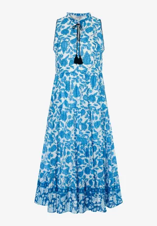 MORE & MORE - Sommerkleid mit blau/weiß Print blau - Gr. - 38