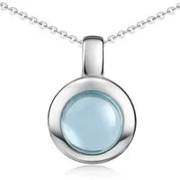 Materia Kettenanhänger Blautopas Edelstein Anhänger Hellblau rund KA-38, 925 Sterling Silber