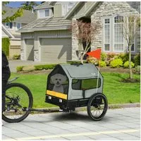 PawHut Fahrradhundeanhänger 3-in-1 Hundeanhänger Haustierhaus, Lastenanhänger, für kleine Hunde bis 10 kg, Oxford, Grau