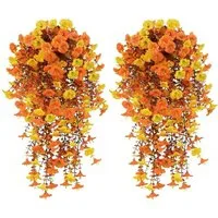 Kunstblumenstrauß 2 Stück Hängepflanze Künstlich Kunstblumen Veilchen Hängend, Agger, für Outdoor Terrassen Balkon Blumenampel
