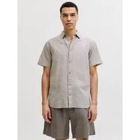 Jack & Jones Kurzarmhemd JJESUMMER LINEN BLEND SHIRT S/S SN Baumwolle mit Leinen, regular fit