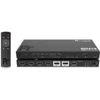 FeinTech HDMI-Splitter FeinTech AX341 HDMI 2.1 eARC Splitter Switch 4 In 2 Out + Soundbar, 4K 120Hz & 8K, Audio-Anschluss für eARC-Soundbar, Toslink, Aux