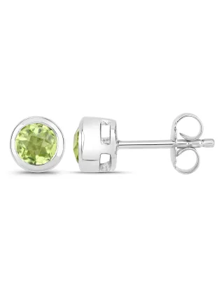 Vira Jewels Ohrstecker 925-Sterling Silber rhodiniert glänzend Peridot grün rund