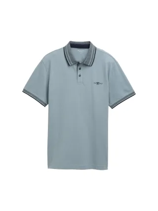 Tom Tailor - Piqué Poloshirt mit Stretch grey mint - Gr. - L