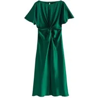 Next Midikleid Kurzärmeliges Midikleid aus strukturiertem Satin (1-tlg)