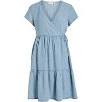 Vila Shirtkleid Mini Blusen Wickelkleid Kurzarm Dress ONLCARLY (lang) VIGIVANI S/S WRAP DRESS