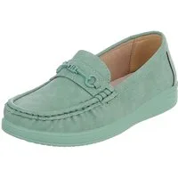 Ital-Design Damen Loafer Mokassin Slip-On mit Zierdetail Slipper (91849561) Flach Mokassins in Hellgrün