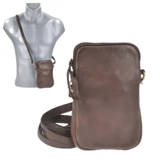 Handytasche Leder zum Umhängen "Elina" braun Bear Design MJ1751-brown-plain