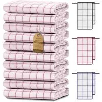 NatureMark Geschirrtuch 10er-Set Küchentücher 50x70cm, (Set, 10-tlg., 10x Geschirrtücher 50x70cm), 10x Geschirrtücher kariert, weich, 100% Baumwolle, Rot