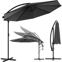 Huracan Sonnenschirm LED Solar Ø 250/300/350cm Ampelschirm mit Kurbel, Ständer, Gartenschirm Balkonschirm UV-Schutz Aluminium wasserdicht 360°neigbar