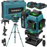 Yofidra Kreuzlinienlaser 16 Linien Laser Level 3° Selbstnivellierend 4 x 360° Laserwasserwaage, mit 2x Akku + Stativ, für Innenbau, Fliesen & Holz