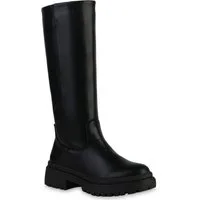 VAN HILL 839581 Plateaustiefel Damen Plateaustiefel Allison Stiefel mit Blockabsatz und Profilsohle
