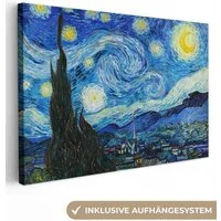 OneMillionCanvasses® Leinwandbild Die sternenklare Nacht - Vincent van Gogh, Fotodruck (1 St), Leinwand Bilder Klein, Wand Dekoration Aesthetic 30x20 cm